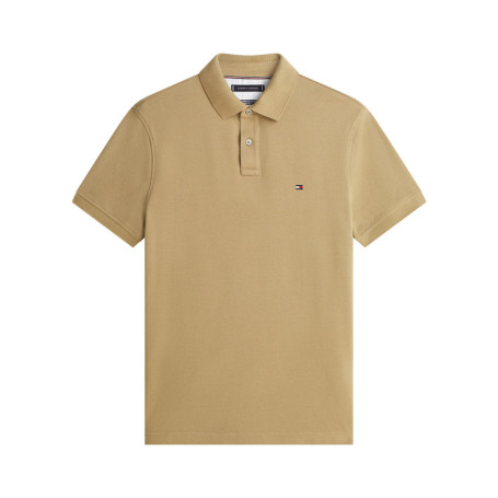 Polo en coton biologique beige à coupe droite...