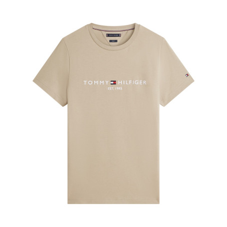 T-shirt en coton beige à coupe droite pourvu...