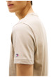 Thumbnail T-shirt en coton beige à coupe droite pourvu d'un col rond finement côtelé - Image 4