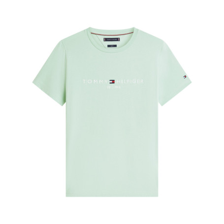 T-shirt en coton vert d'eau à coupe droite...