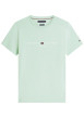 Thumbnail T-shirt en coton vert d'eau à coupe droite pourvu d'un col rond finement côtelé