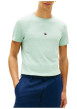 Thumbnail T-shirt en coton vert d'eau à coupe droite pourvu d'un col rond finement côtelé - Image 2