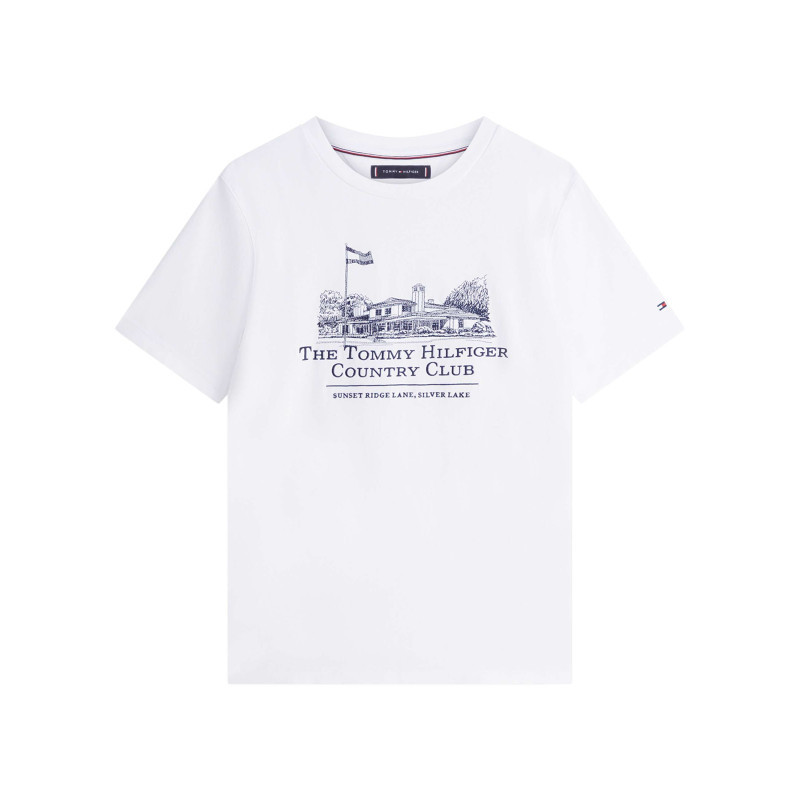 Tommy Hilfiger - T-shirt En Coton Blanc à Coupe Droite Pourvu De Manches Courtes - Blanc