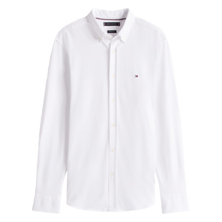 Chemise en coton mélangé blanche à coupe slim...