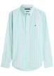 Thumbnail Chemise en coton turquoise à coupe droite ornée d'un motif à rayures
