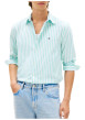 Thumbnail Chemise en coton turquoise à coupe droite ornée d'un motif à rayures - Image 2