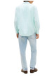 Thumbnail Chemise en coton turquoise à coupe droite ornée d'un motif à rayures - Image 3