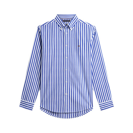 Chemise en coton marine à coupe droite ornée...