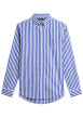Thumbnail Chemise en coton marine à coupe droite ornée d'un motif à rayures