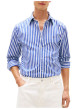 Thumbnail Chemise en coton marine à coupe droite ornée d'un motif à rayures - Image 2