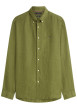 Thumbnail Chemise en lin kaki à coupe droite pourvue d'un col boutonné