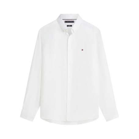 Chemise en lin blanche à coupe droite pourvue...
