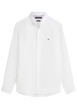 Thumbnail Chemise en lin blanche à coupe droite pourvue d'un col boutonné