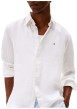 Thumbnail Chemise en lin blanche à coupe droite pourvue d'un col boutonné - Image 4