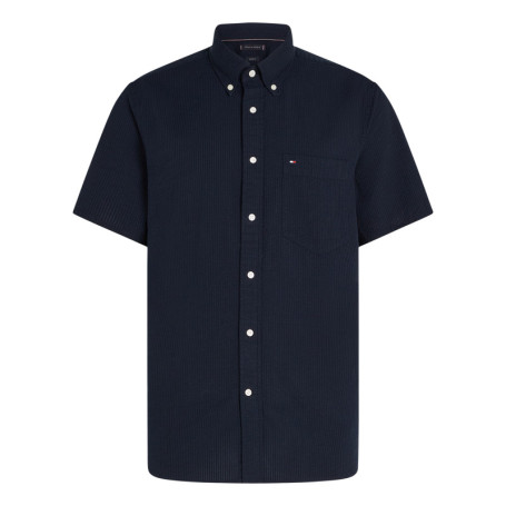 Chemise en coton marine en maille texturée...