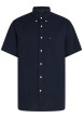 Thumbnail Chemise en coton marine en maille texturée pourvue d'un col à revers