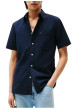 Thumbnail Chemise en coton marine en maille texturée pourvue d'un col à revers - Image 3