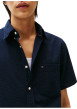 Thumbnail Chemise en coton marine en maille texturée pourvue d'un col à revers - Image 5