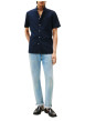 Thumbnail Chemise en coton marine en maille texturée pourvue d'un col à revers - Image 6