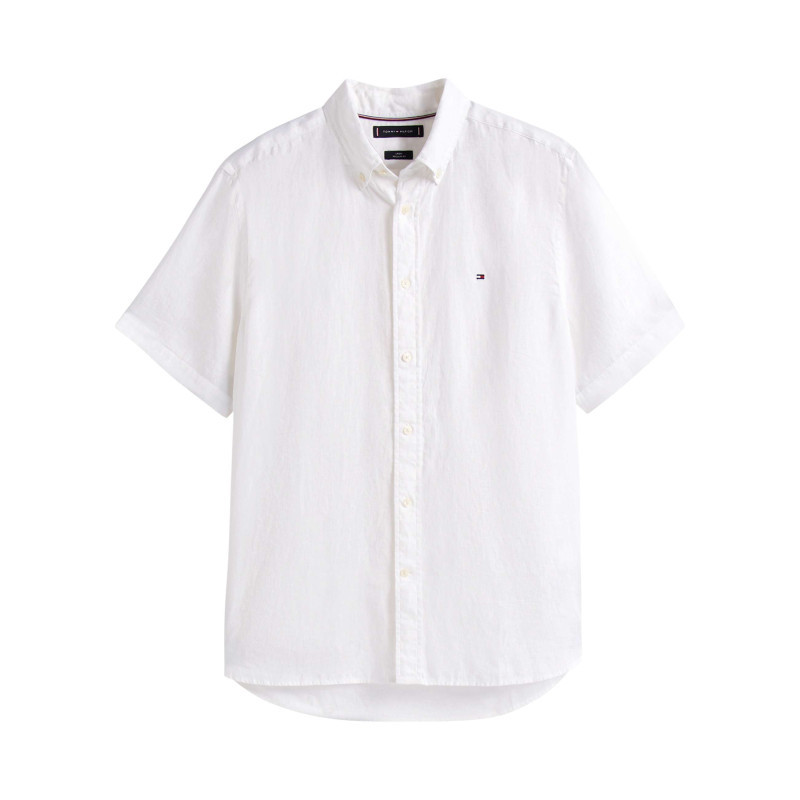 Tommy Hilfiger - Chemise En Lin Blanche à Coupe Droite Pourvue D'un Col Boutonné - Blanc