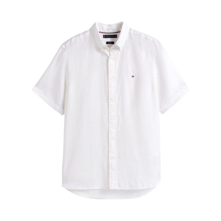 Chemise en lin blanche à coupe droite pourvue...