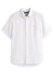 Thumbnail Chemise en lin blanche à coupe droite pourvue d'un col boutonné