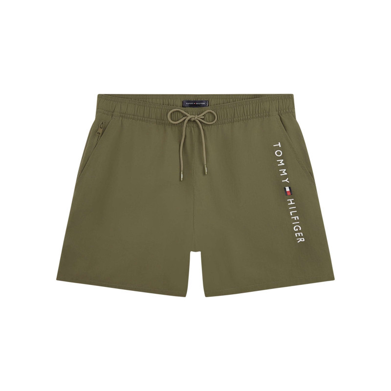 Tommy Hilfiger - Short De Bain Kaki à Coupe Ajustée Pourvu Du Nom De La Marque - Vert