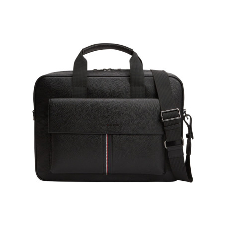 Sac porte documents noir aspect grainé pourvu...