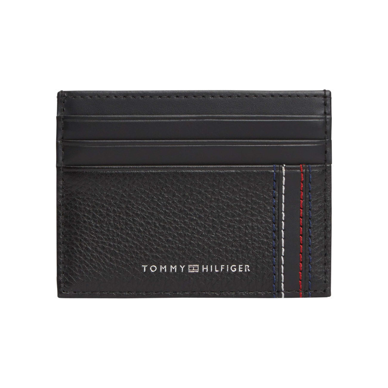 Tommy Hilfiger - Porte-cartes En Cuir Noir Aspect Grainé Pourvu Du Nom De La Marque - Noir