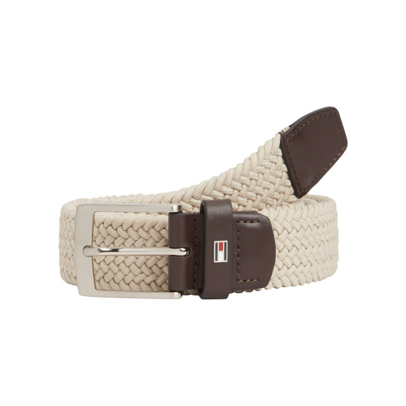 Tommy Hilfiger - Ceinture écrue En Maille Tressée Pourvue D'une Fermeture Par Boucle Ardillon - Beige