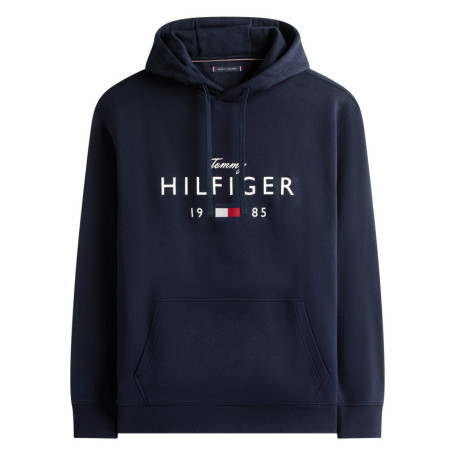 Sweat en coton mélangé marine uni avec une...