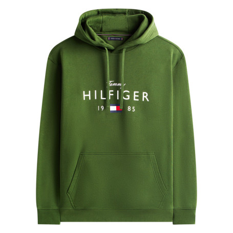 Sweat en coton mélangé vert uni avec une coupe...