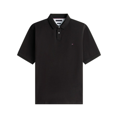 Polo en coton biologique noir uni avec une...