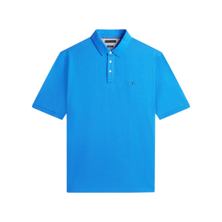 Polo en coton biologique bleu uni avec une...