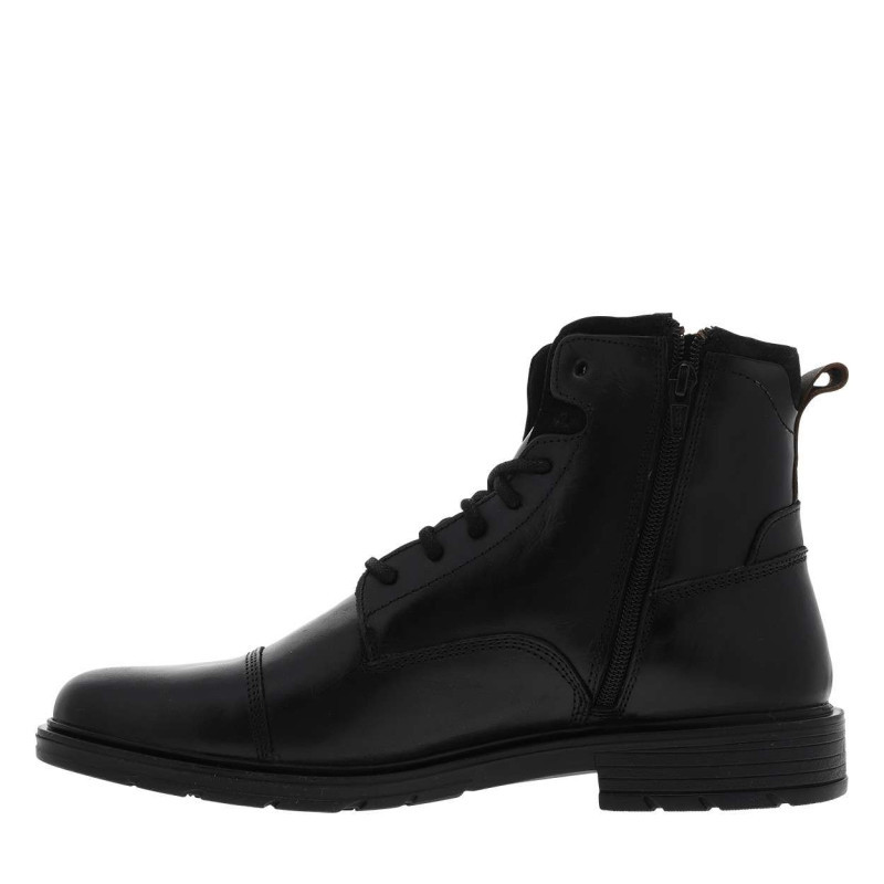Bullboxer - Bottines Noires à Talon Compensé Bas Et à Lacets Et Zip Latéral Comme Fermeture - Noires Bullboxer - Bottines Noires à Talon Compensé Bas Et à Lacets Et Zip Latéral Comme Fermeture - Noires