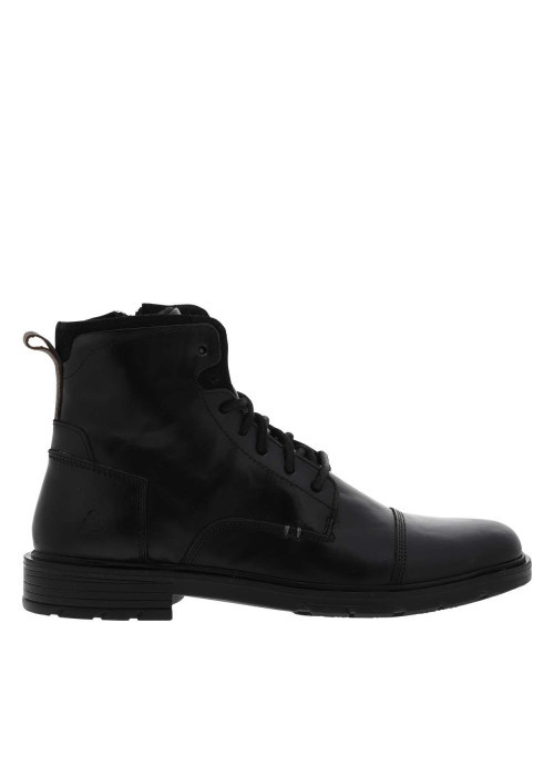 Bottines noires à talon compensé bas et à lacets et zip latéral comme fermeture
