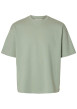 Thumbnail T-shirt vert d'eau uni coupe ample avec un col rond et des manches courtes