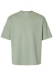 Thumbnail T-shirt vert d'eau uni coupe ample avec un col rond et des manches courtes