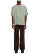 Thumbnail T-shirt vert d'eau uni coupe ample avec un col rond et des manches courtes - Image 3