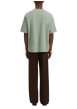 Thumbnail T-shirt vert d'eau uni coupe ample avec un col rond et des manches courtes - Image 4