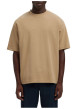 Thumbnail T-shirt beige uni coupe ample avec un col rond et des manches courtes - Image 2