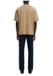 Thumbnail T-shirt beige uni coupe ample avec un col rond et des manches courtes - Image 4
