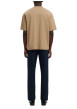 Thumbnail T-shirt beige uni coupe ample avec un col rond et des manches courtes - Image 4