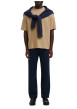 Thumbnail T-shirt beige uni coupe ample avec un col rond et des manches courtes - Image 6