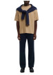 Thumbnail T-shirt beige uni coupe ample avec un col rond et des manches courtes - Image 6