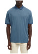 Thumbnail Polo bleu uni avec une coupe droite et un col à revers boutonné - Image 2