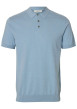 Thumbnail Polo en coton bleu uni avec une coupe droite et un col boutonné
