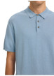 Thumbnail Polo en coton bleu uni avec une coupe droite et un col boutonné - Image 5