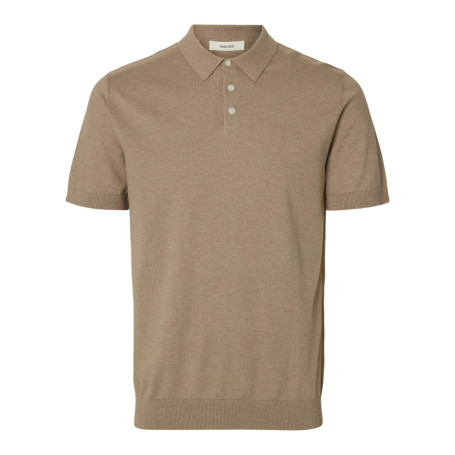 Polo en coton beige uni avec une coupe droite...