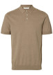 Thumbnail Polo en coton beige uni avec une coupe droite et un col boutonné